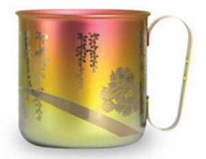 画像1: 純チタンデザインマグカップ　牡丹（ピンクゴールド）