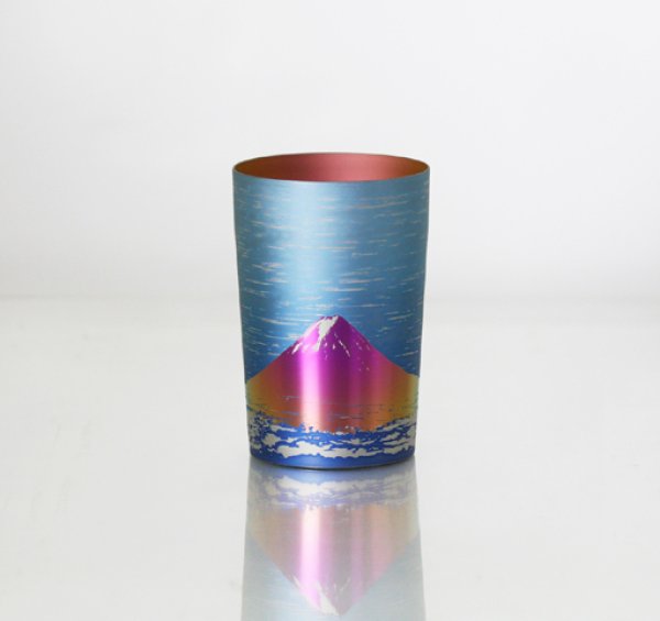 画像1: 純チタン製二重タンブラー　富士山シリーズ　赤富士　 (1)