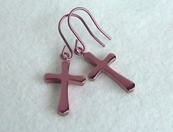 画像1: チタンピアス　フッククロス　ピンク (1)