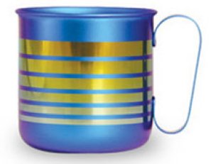 画像1: 純チタンデザインマグカップ　ボーダーL（ブルー）