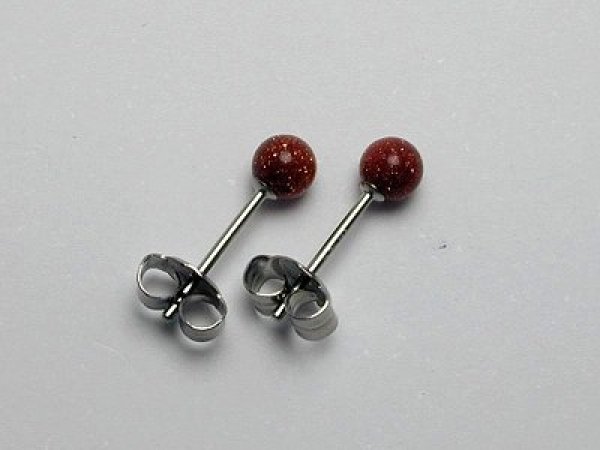 画像1: チタンピアス　茶金石 (1)