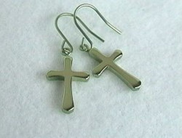 画像1: チタンピアス　フッククロス　ベージュ (1)