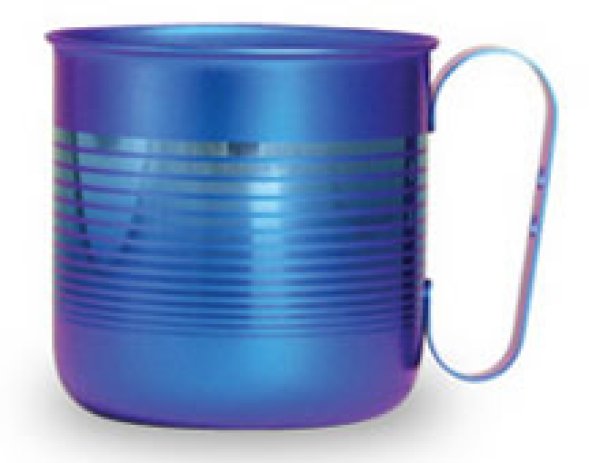 画像1: 純チタンデザインマグカップ　ボーダーS（ブルー） (1)