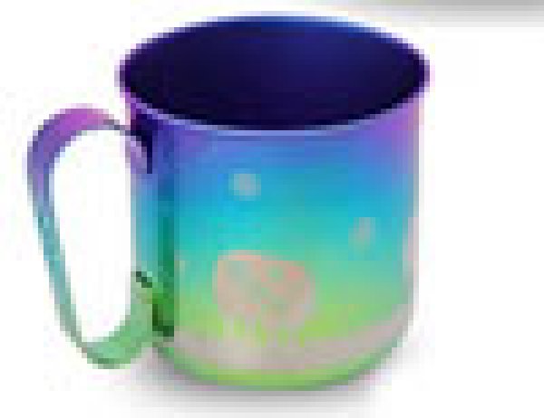画像1: 純チタンデザインマグカップ　ヒツジ（グリーンパープル） (1)